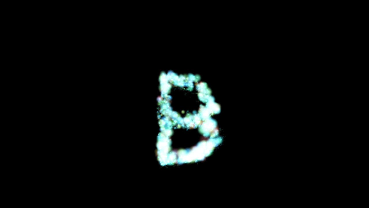 Glowing blue particle letter B on transparent background