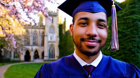 proud graduate in graduation gown