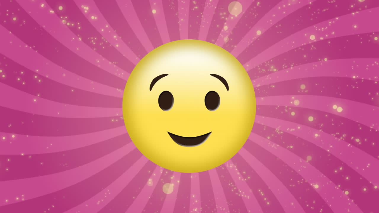Animazione dell'icona dell'emoji sorridente su uno sfondo a righe