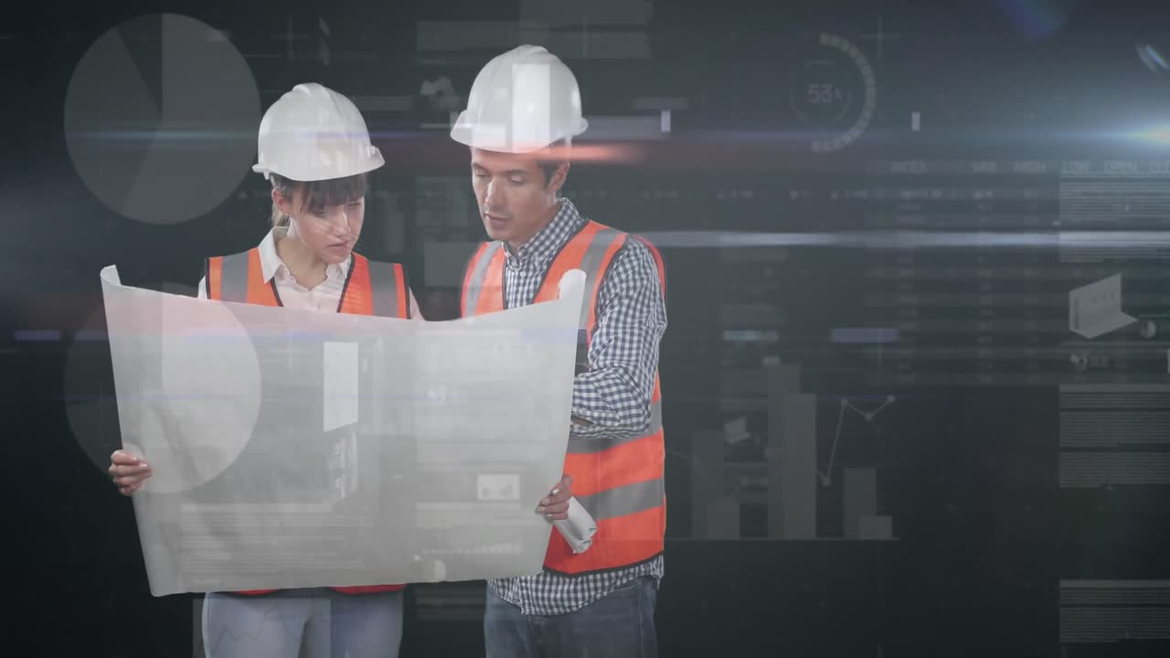 animación del procesamiento de estadísticas sobre arquitectos femeninos y masculinos que mantienen planes