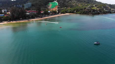 Aerial-drone-perspective-of-tropical-paradise,-Kamala-beach-in-Phuket,-Thailand,-South-East-sia,-4K