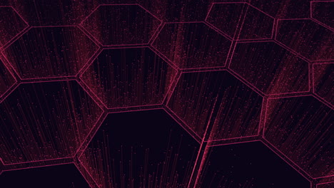 patrones de hexágonos futuristas con pequeños destellos de neón en movimiento