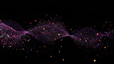 Abstract Colorful Particle Wave on Black Background