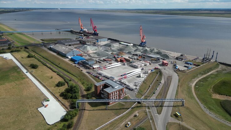 Aerial view of the port of Brunsb ttel