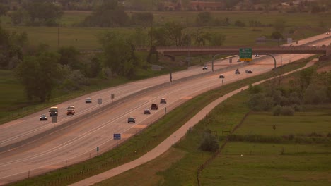 Aerial-view-of-US36-at-sunset