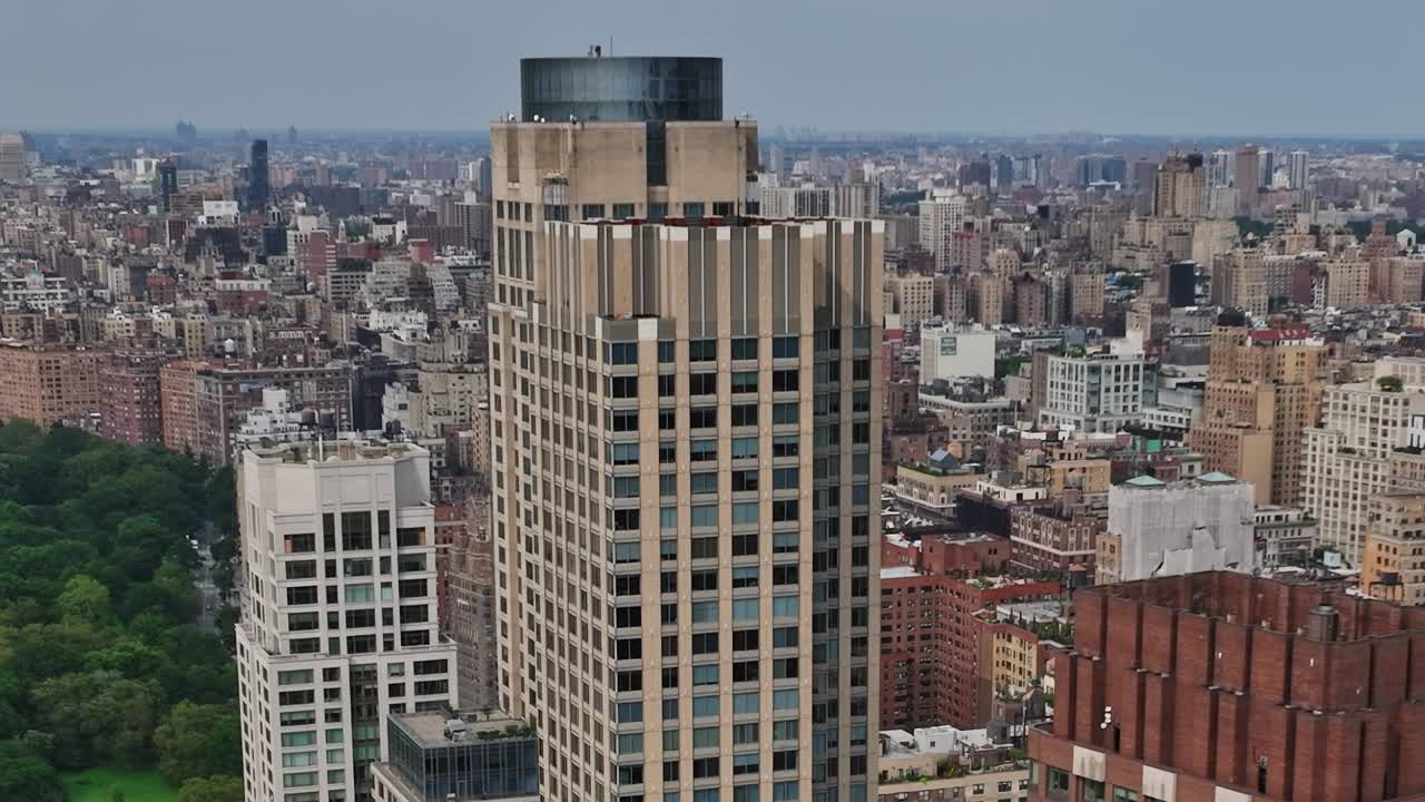 Aerial view of New York City highlighting urban life and design