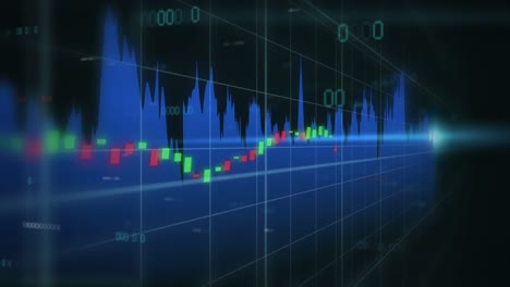 animation of financial data processing on black background