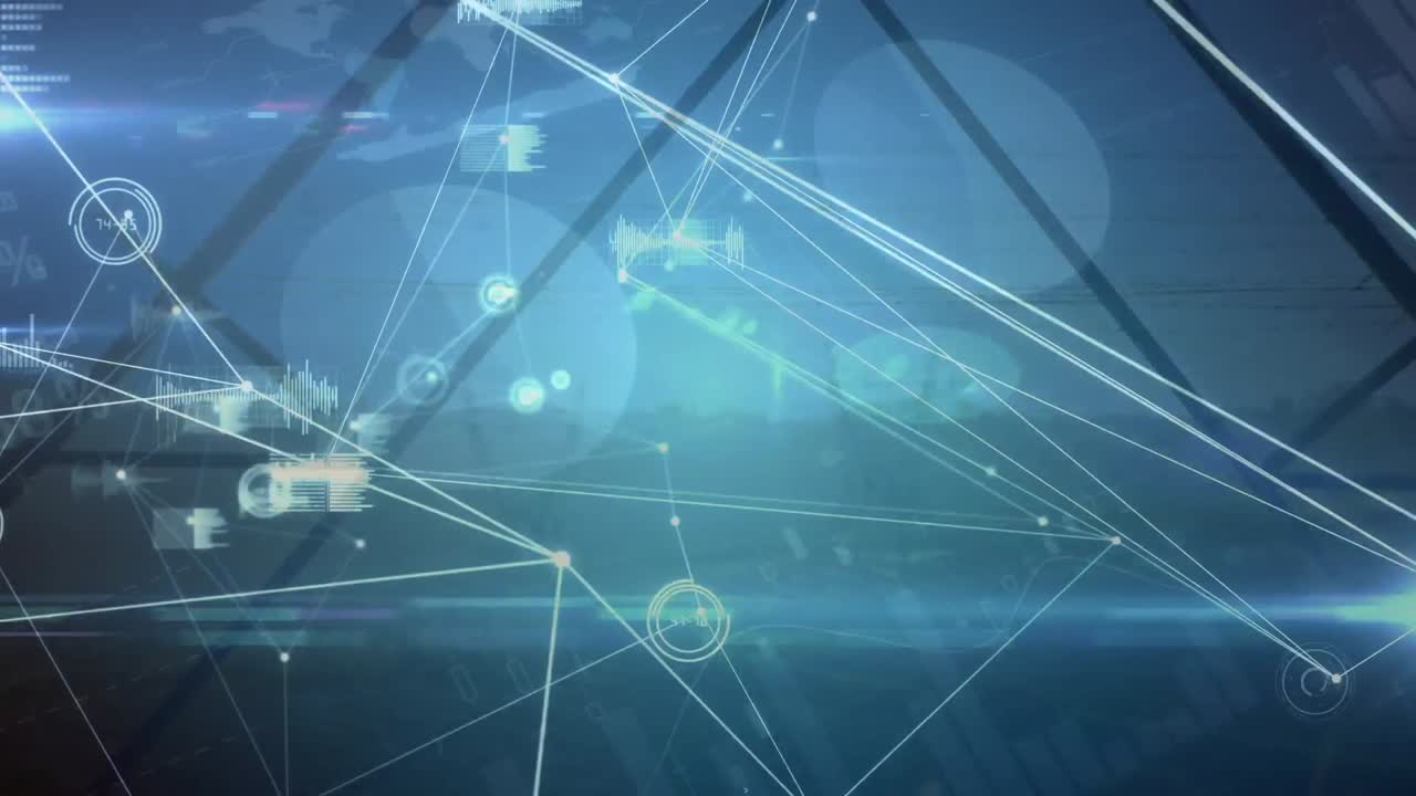 animación de la red de conexiones y procesamiento de datos