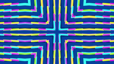 composición simétrica abstracta, elementos 3d se iluminan como bombillas con luz de neón multicolor. bg en bucle para espectáculos o eventos, exposiciones, festivales o conciertos, videos musicales, dj o vj para clubes nocturnos.