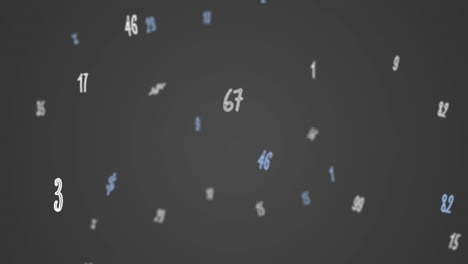 animación digital de múltiples números flotando y moviéndose contra un fondo gris