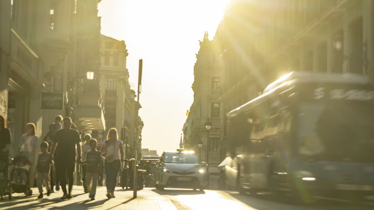 Timelapse of the madrid central street scene