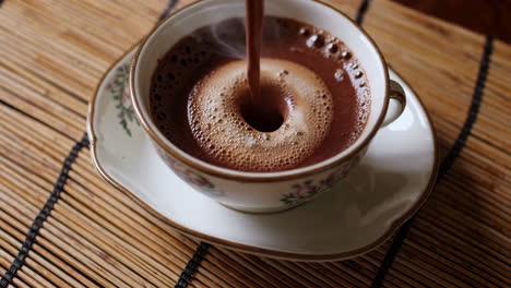 hot chocolate in a vintage cup