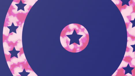bandera estadounidense con estrellas azules en círculos rojos y blancos en fondo azul