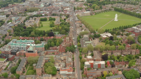 circling aerial shot over the church of our lady and the english martyrs cambridge