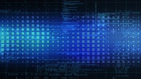 animación del procesamiento de datos brillantes con marcadores sobre la cuadrícula