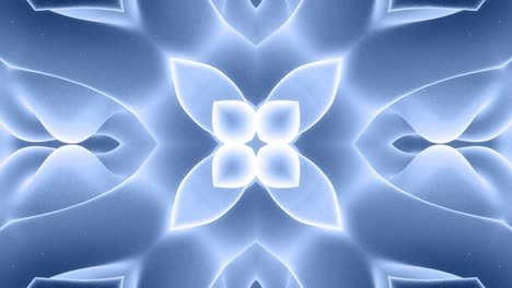 forma abstracta en 3d como una estrella o una flor, estructura simétrica de material de terciopelo azul negro intercalado con pañuelos, formas de cambios cíclicos suaves. fondo mate suave y elegante, animación suave.