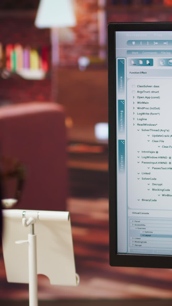 Vertical video Close up of person using coding application to write and test code