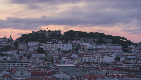 timelapse of lisbon castle, portugal on a summer morning
