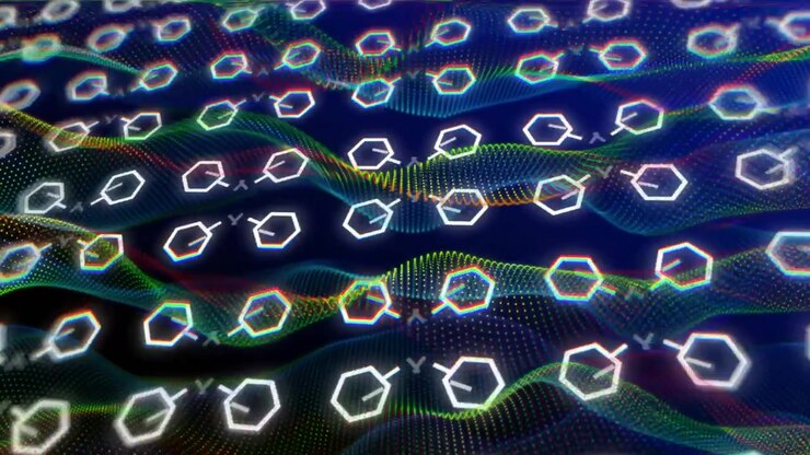 Animation of pattern moving over glowing light trails background