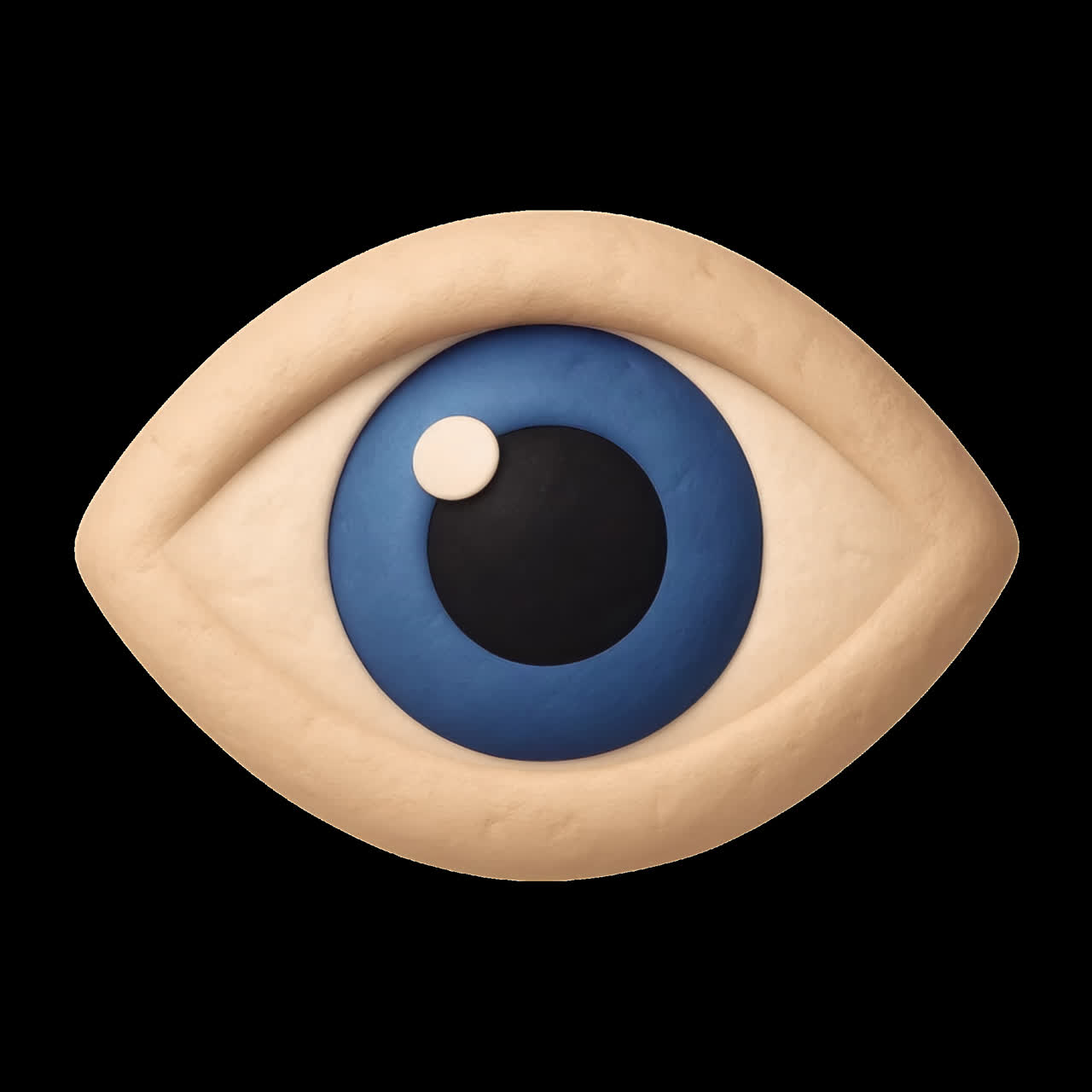 Clay eye animation isolated asset, transparent 4K video, alpha channel, ProRes 4444