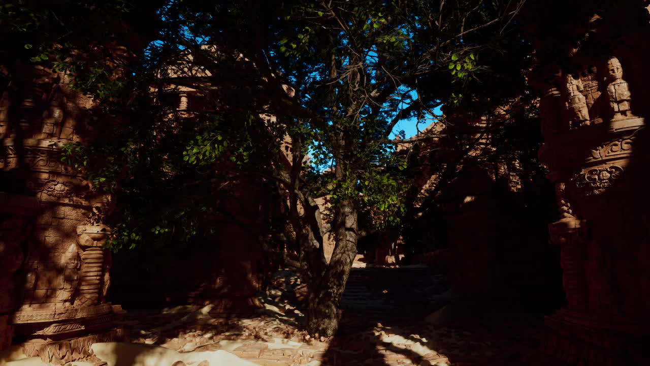 정글 에 뒤인 고대 폐허