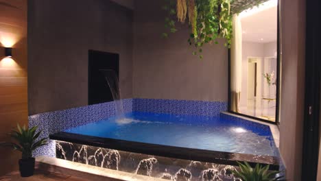 indoor jacuzzi with waterfall, jeddah, saudi arabia , zoom out shot