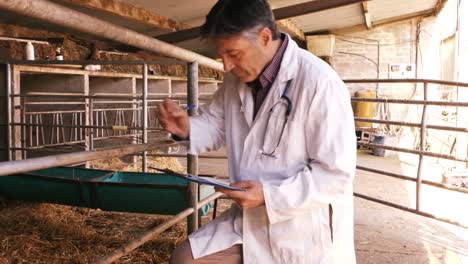 veterinary physician noting on a clipboard