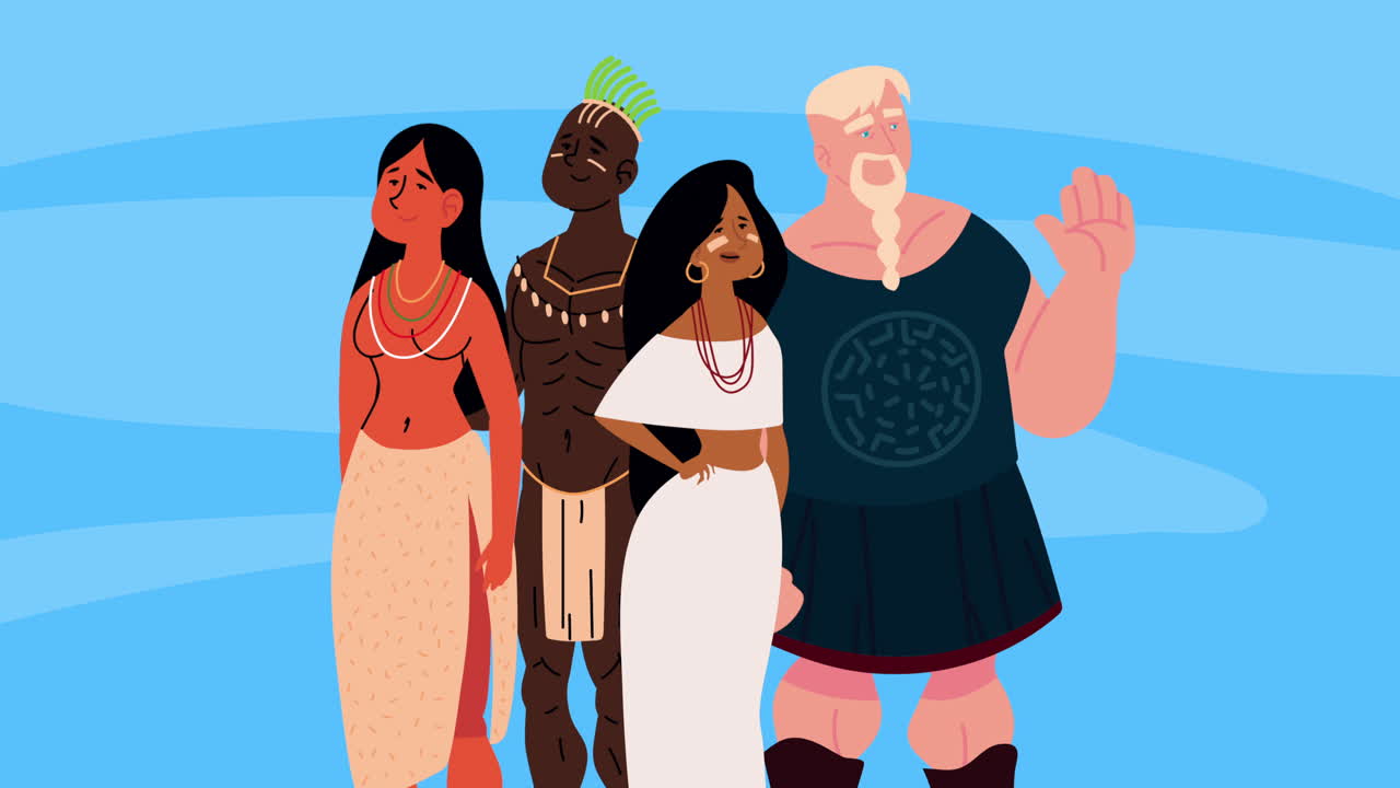 다양한 민족 그룹 캐릭터 애니메이션