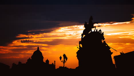 silhouette of monument at sunset