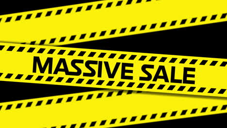 massive sale text on yellow industrial ribbon 4k