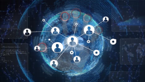 animación de conexiones y procesamiento de datos en todo el mundo