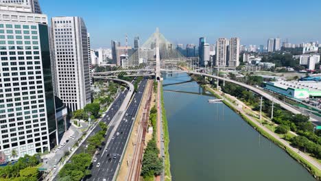 cable bridge at downtown in sao paulo brazil