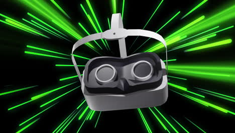 animación de auriculares vr sobre rastros de luz de transferencia de datos