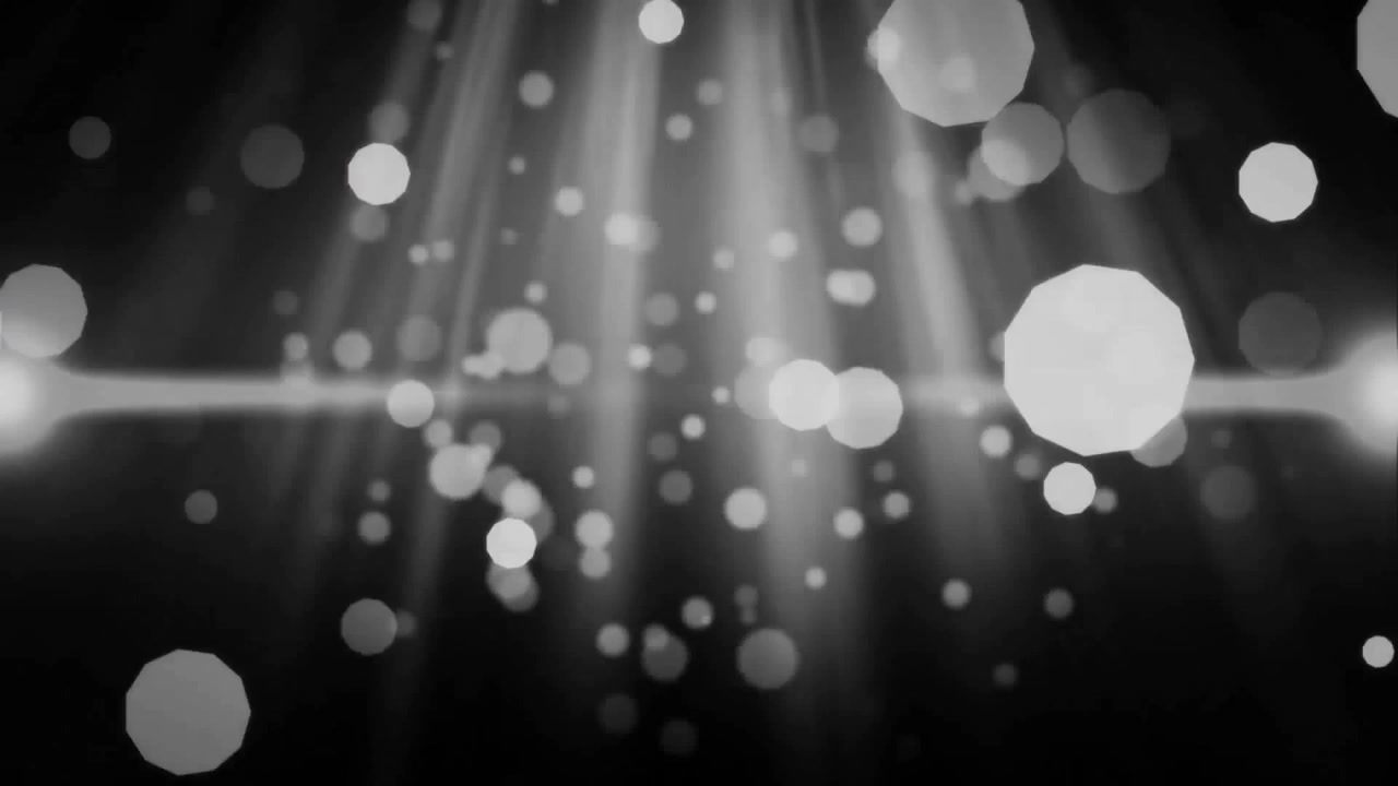 Abstract Black and White Particles with Light Rays and Bokeh Effect