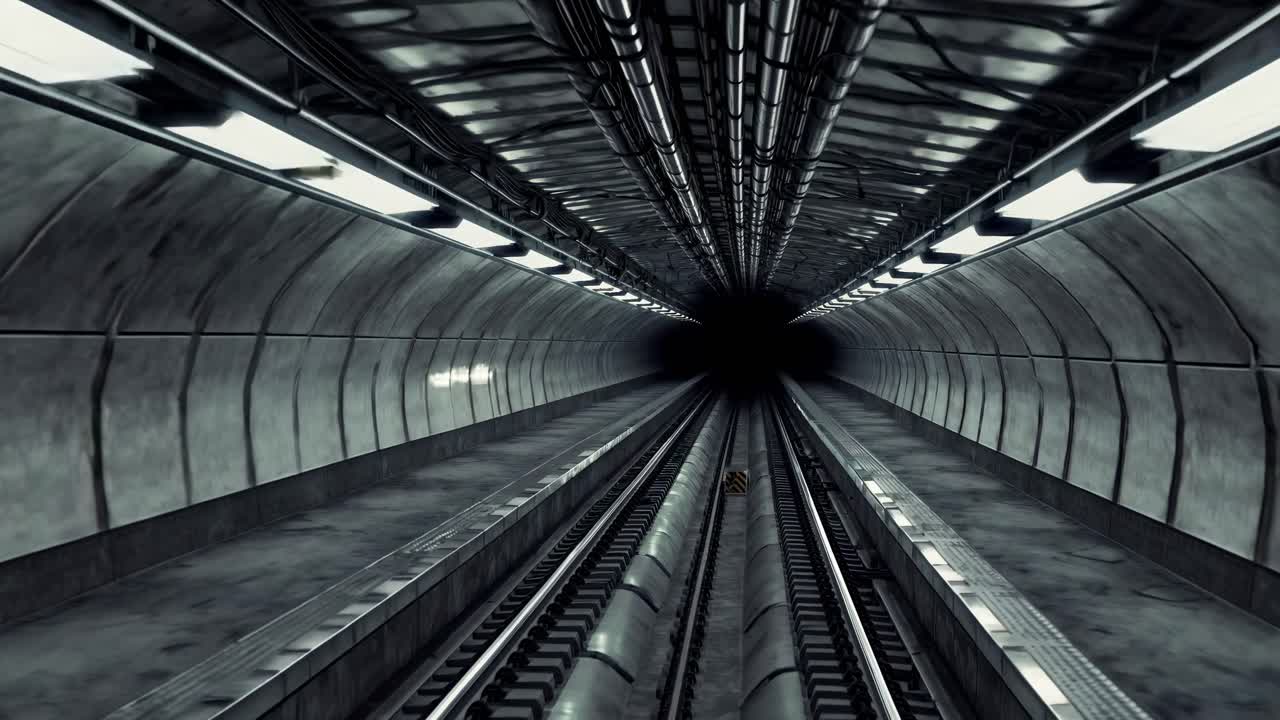 텅 빈 지하철 터널