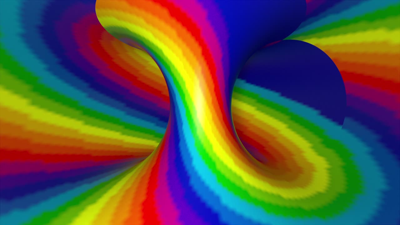forma de espiral multicolor, generada por computadora. renderización 3d de arco iris abstracto de fondo animado hipnótico