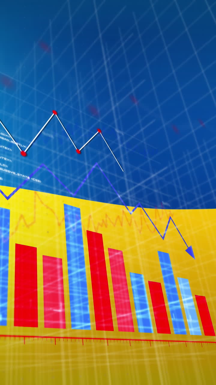 animación de datos financieros y gráfico sobre la bandera de ucrania