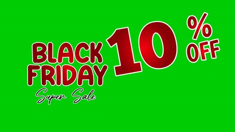 black friday 10 percent discount limited offer shop now text cartoon animation motion graphics on green screen for discount,shop, business concept video elements