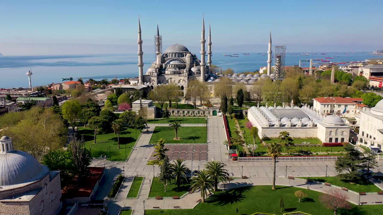 la mezquita del sultán ahmed, la mezquita azul desde estambul, turquía. vista aérea.