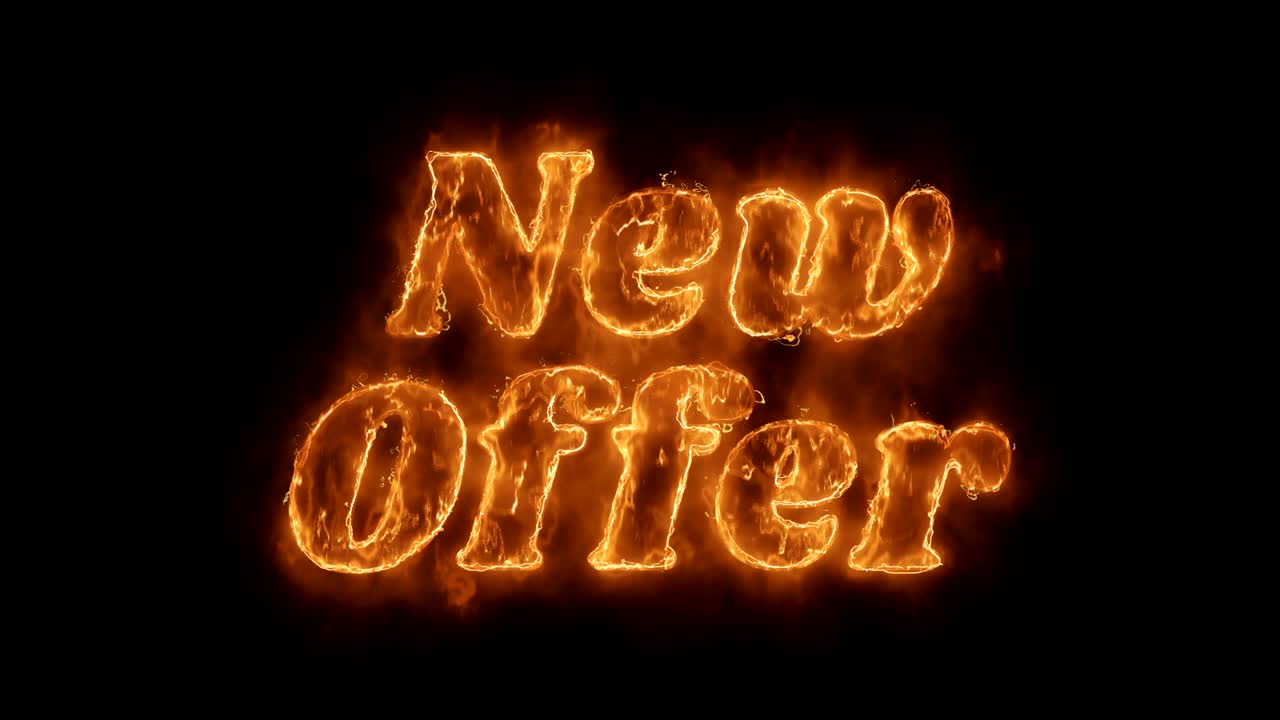 New Offer Word Hot Animated Burning Realistic Fire Flame Loop.