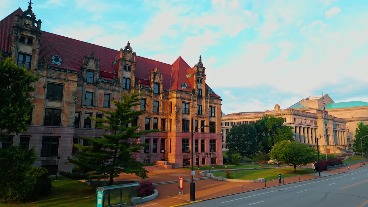 Beautiful building of St. Louise City hall in Missouri, USA. Low angle view at the Mayor Seat building from low angle view