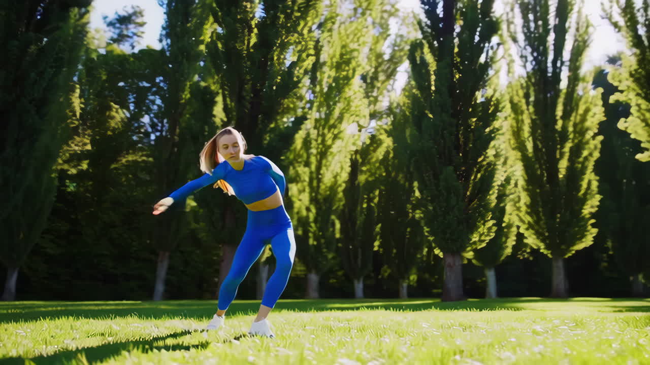 mujer practicando yoga en un parque