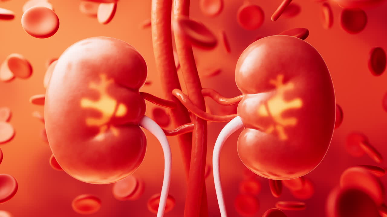Kidney with biology and health care concept, 3d rendering.