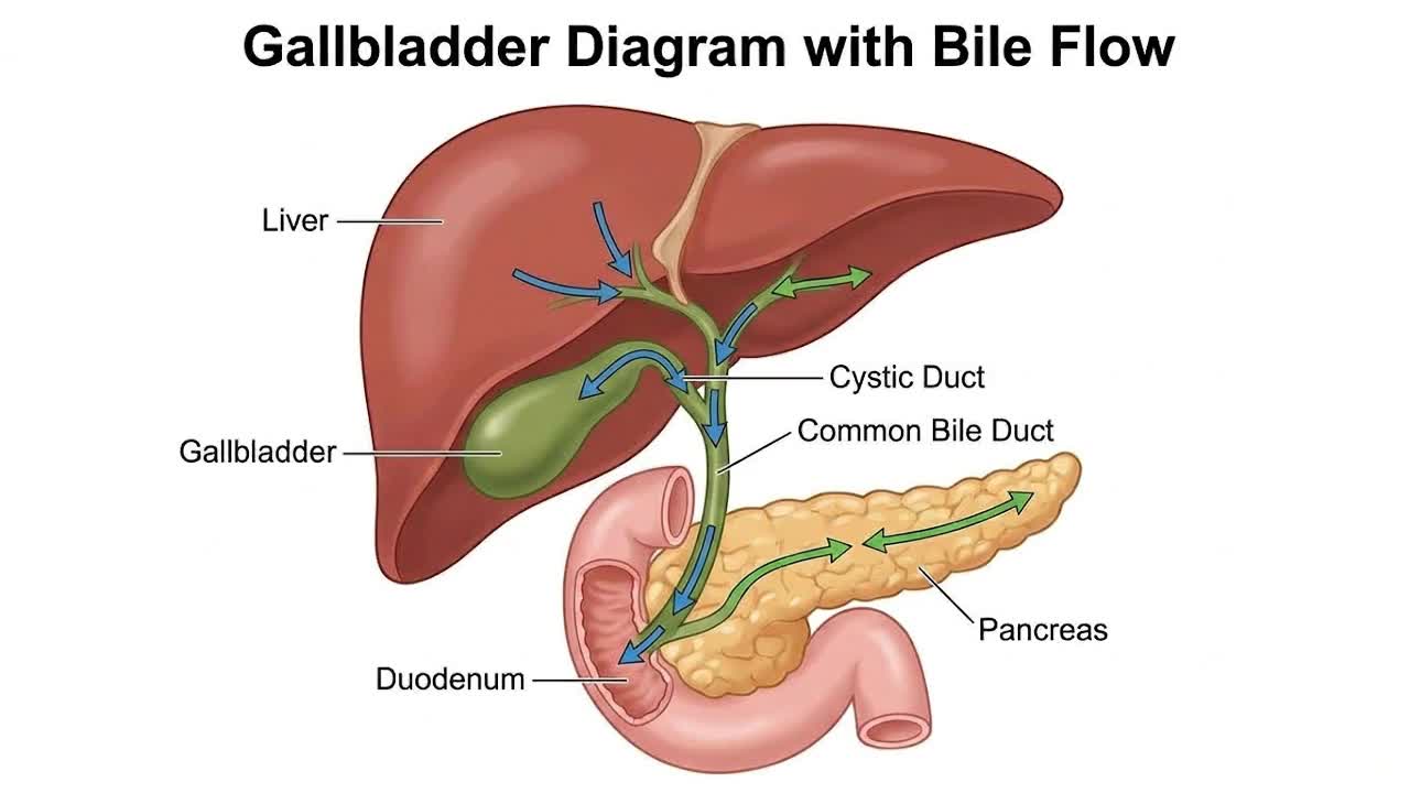 Gallbladder Diagram with Bile Flow
