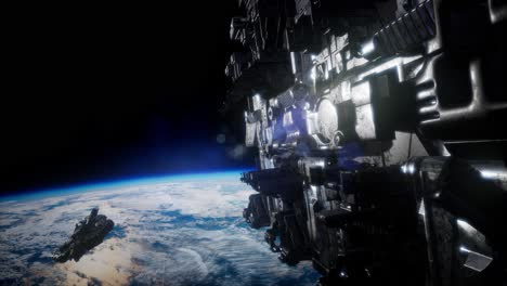 nave espacial con vista al espacio y al planeta tierra