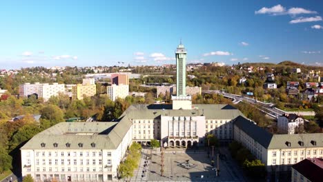 Aerial-View-of-New-Town-Hall-Complex-In-Ostrava,-Czech-Republic