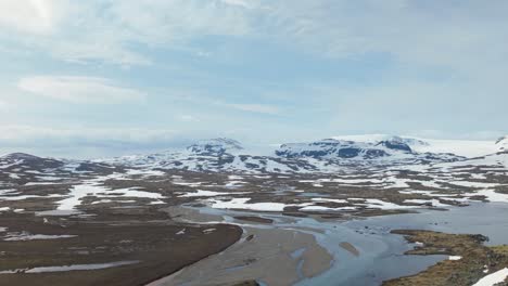 hardangerjokulen largest glacier in mainland norway. aerial drone shot
