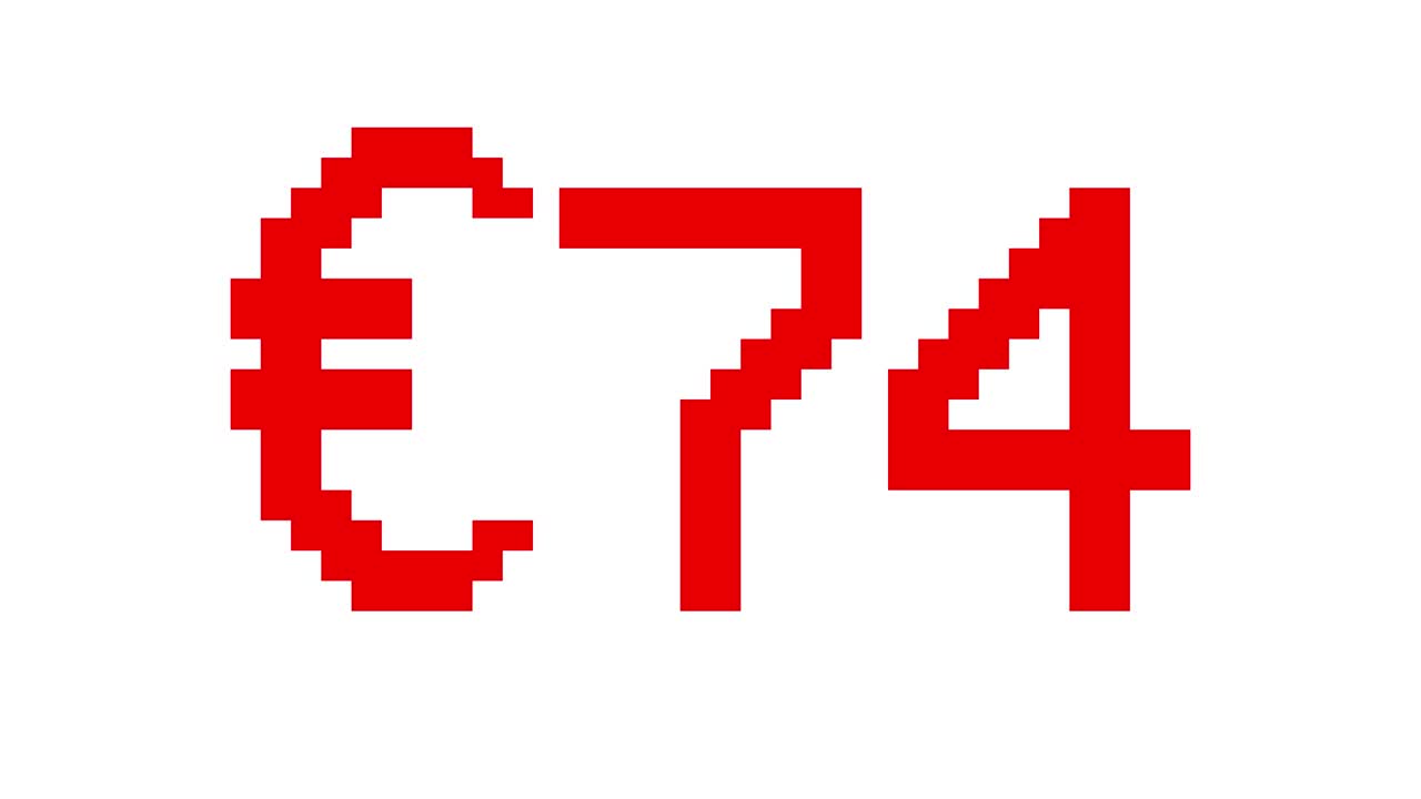 Red Euro rising from 0 to 100 - Digital counter number 0-100 - Loading progress bar with percentage - 0-100€ - Count up From 100 to 0 - Red Text