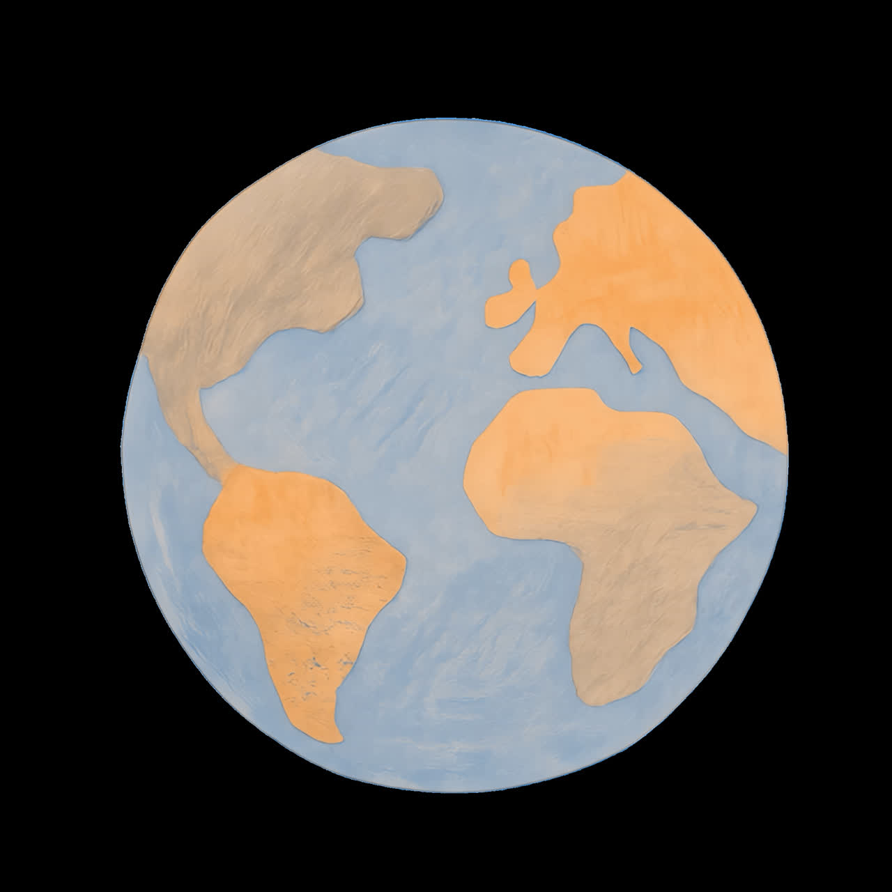 Artistic earth map illustration animation isolated asset, transparent 4K video, alpha channel