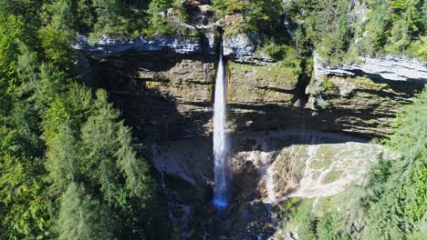 high altitude shot of a waterfall in national park triglav in slovenia